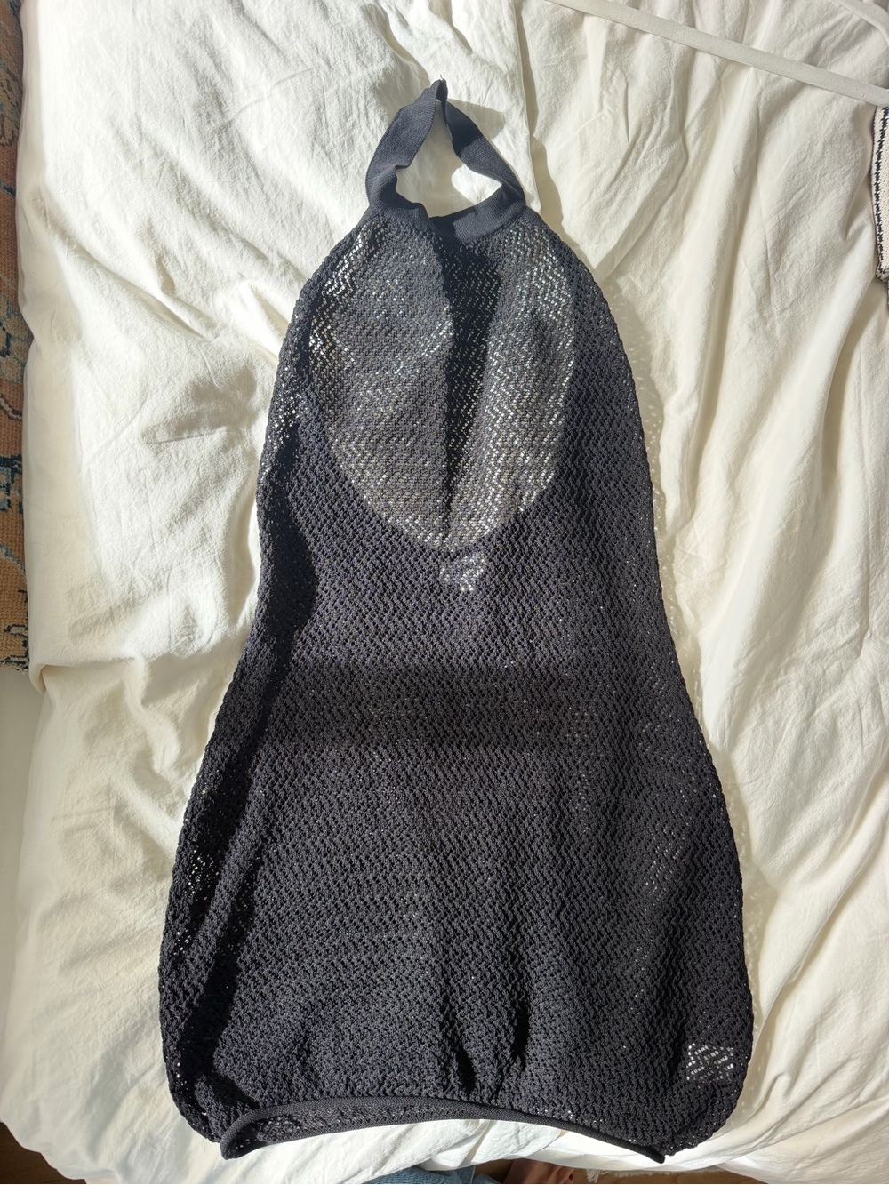 superdown Black Open-Weave Halter Mini coverup Dress